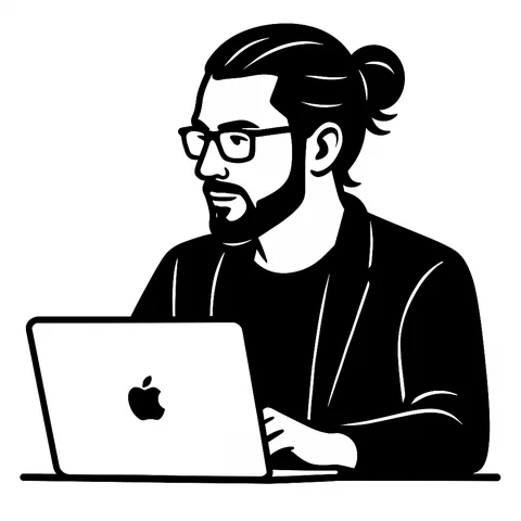 Illustration von Daniel Widmer am Laptop